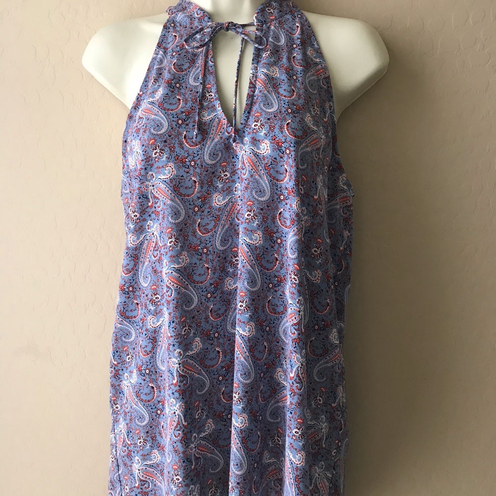 Allison Joy Blue Paisley Sleeveless High/Low Top M